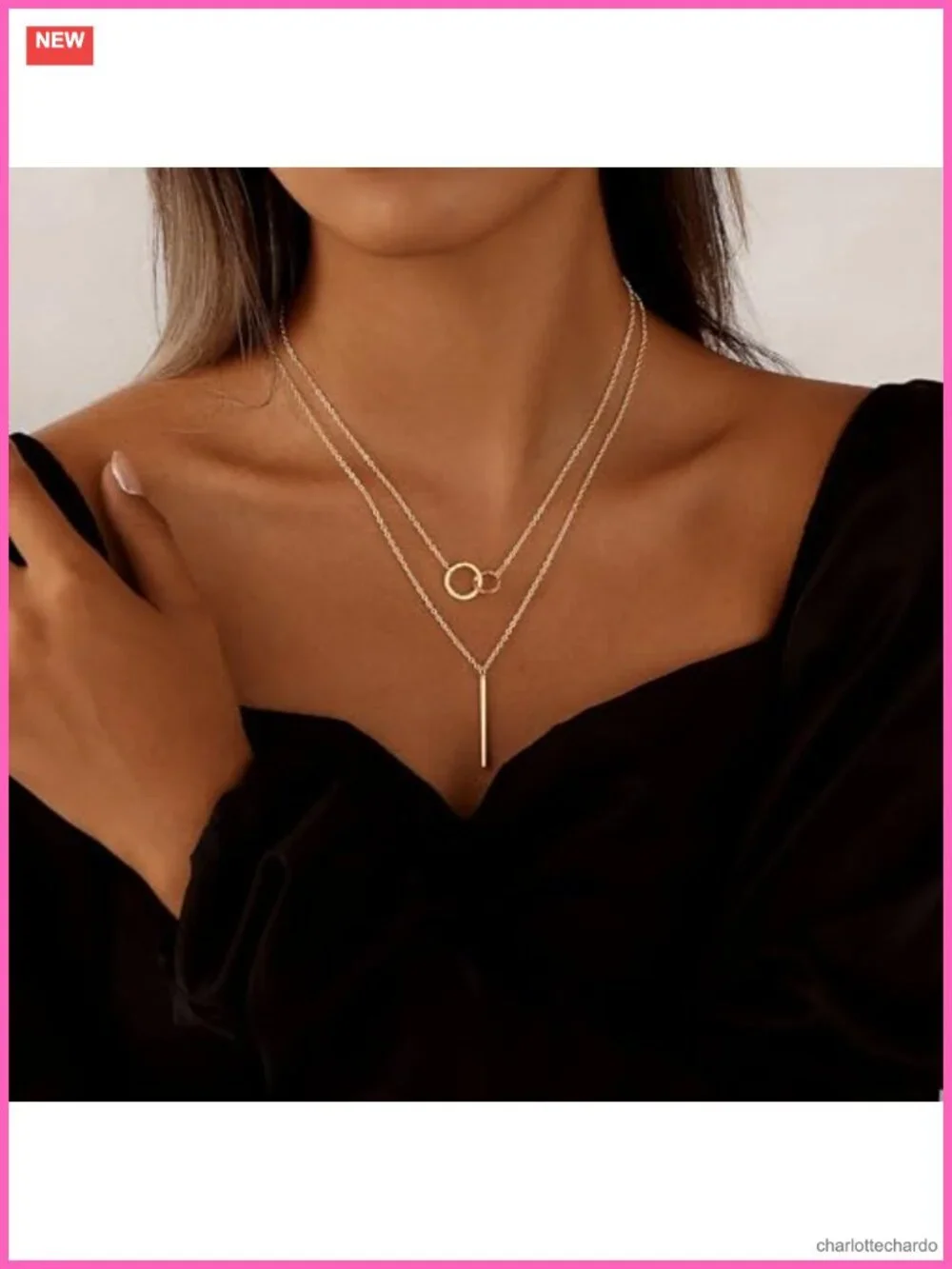 14K Gold Plated Layered Circle Pendant Necklace Set Dainty Stackable